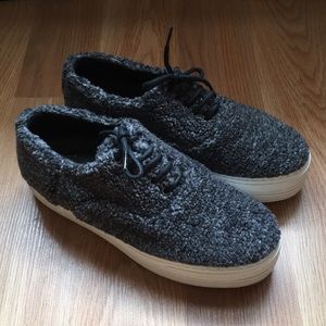 Joshua Sanders Grey Shearling Platform Sneakers